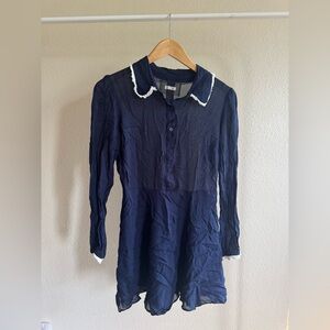 Reformation Navy Long Sleeve Dress with White Trim